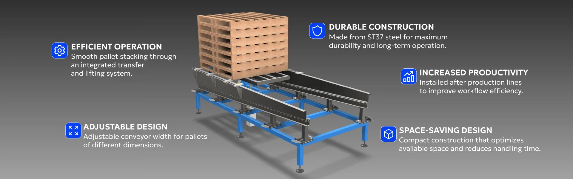 Automatic pallet stacking system PalletStackerPL100.