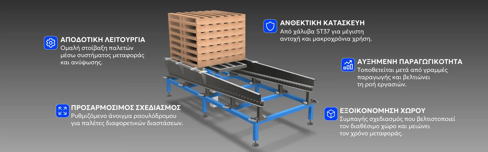Αυτόματο σύστημα στοίβαξης παλετών Pallet Stacker PL100.
