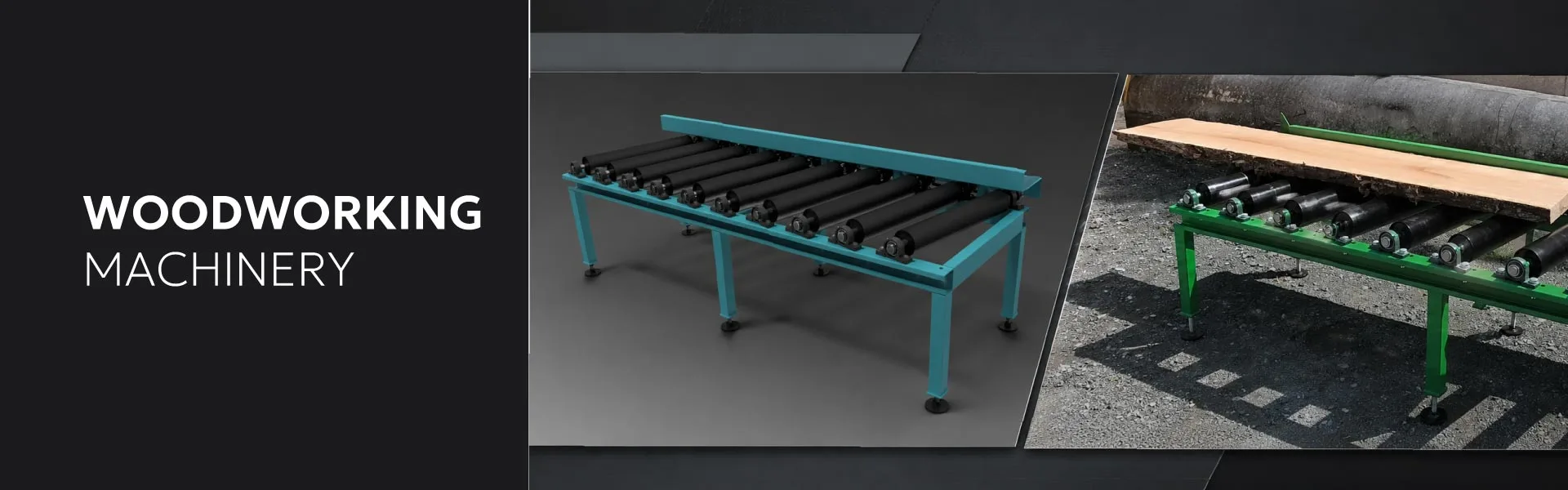 Roller conveyor for woodworking machinery.