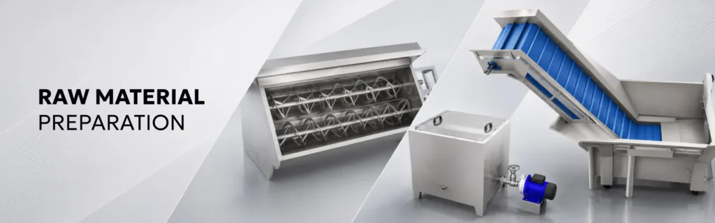 Industrial equipment for the preparation of food raw materials. 
